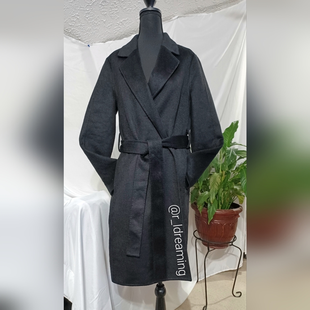 NWT Black Double Face Tie-Waist Coat Size M By Banana Republic Factory - Picture 2 of 7